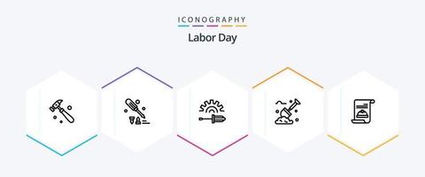 Labor Day 25 Line icon pack including labour . spade . tool. screw vector