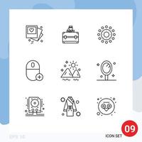 9 Thematic Vector Outlines and Editable Symbols of landscape gadget flower devices add Editable Vector Design Elements