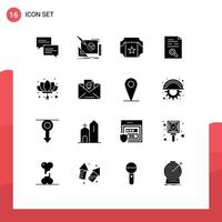 User Interface Pack of 16 Basic Solid Glyphs of china file design process document content Editable Vector Design Elements