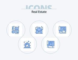 real inmuebles azul icono paquete 5 5 icono diseño. seguridad. cerrar con llave. mapa. bienes. propiedad vector