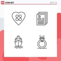 User Interface Pack of 4 Basic Filledline Flat Colors of heal swim account files ring Editable Vector Design Elements