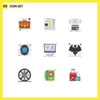 Universal Icon Symbols Group of 9 Modern Flat Colors of computer vision creditcard look globe Editable Vector Design Elements