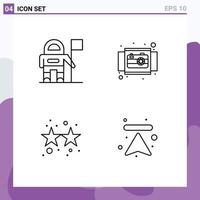 Set of 4 Modern UI Icons Symbols Signs for astronaut firework camera product stars Editable Vector Design Elements