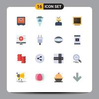 16 User Interface Flat Color Pack of modern Signs and Symbols of cabinet happy filter esteem affirmation Editable Pack of Creative Vector Design Elements