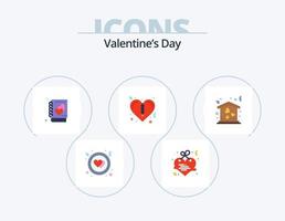 san valentin día plano icono paquete 5 5 icono diseño. mover. casa. amor. hogar. san valentin vector