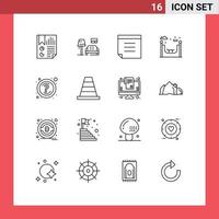 Modern Set of 16 Outlines Pictograph of support question gallery help life Editable Vector Design Elements