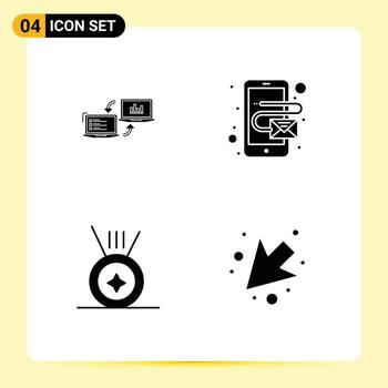 User Interface Pack of 4 Basic Solid Glyphs of exchange medal connection address arrow Editable Vector Design Elements
