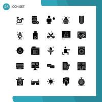 25 Universal Solid Glyphs Set for Web and Mobile Applications family baby storage human camp Editable Vector Design Elements