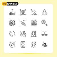 Stock Vector Icon Pack of 16 Line Signs and Symbols for security lock economy upload arrows Editable Vector Design Elements