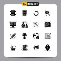 Set of 16 Modern UI Icons Symbols Signs for video sweets refresh sugar candy Editable Vector Design Elements