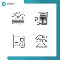 Stock Vector Icon Pack of 4 Line Signs and Symbols for gadget add printer math computers Editable Vector Design Elements