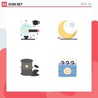 4 Universal Flat Icons Set for Web and Mobile Applications bulb environment cresent celebration pollution Editable Vector Design Elements