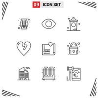 Universal Icon Symbols Group of 9 Modern Outlines of gdpr love coffee infarct shop Editable Vector Design Elements