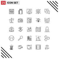 Mobile Interface Line Set of 25 Pictograms of tool graphic bonfire designer multimedia Editable Vector Design Elements