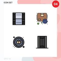 Modern Set of 4 Filledline Flat Colors Pictograph of basic no ui package box Editable Vector Design Elements