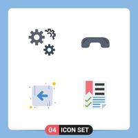 Modern Set of 4 Flat Icons and symbols such as configuration arrow service hang up left Editable Vector Design Elements