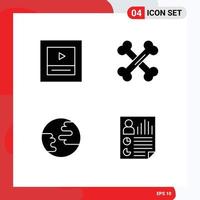 Solid Glyph Pack of 4 Universal Symbols of layout worldwide biology science document Editable Vector Design Elements