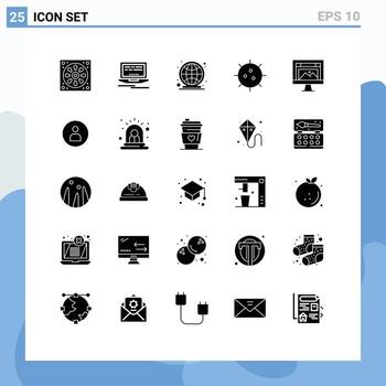 25 sólido glifo concepto para sitios web móvil y aplicaciones computadora germen globo experimentar biología editable vector diseño elementos