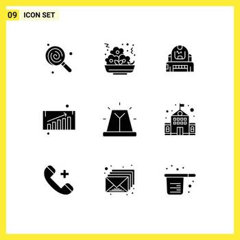 9 Universal Solid Glyphs Set for Web and Mobile Applications bell sales astronaut chart protection Editable Vector Design Elements