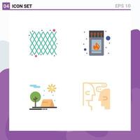 Pack of 4 creative Flat Icons of carnival camping pattern match nature Editable Vector Design Elements