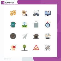 User Interface Pack of 16 Basic Flat Colors of virus monitor search computer controller Editable Pack of Creative Vector Design Elements