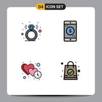 4 Creative Icons Modern Signs and Symbols of diamond love application dollar dating Editable Vector Design Elements