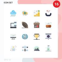 Pack of 16 Modern Flat Colors Signs and Symbols for Web Print Media such as computer missed see call profit Editable Pack of Creative Vector Design Elements