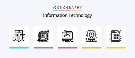 información tecnología línea 5 5 icono paquete incluso disco duro datos. encriptación Wifi. panel. creativo íconos diseño vector