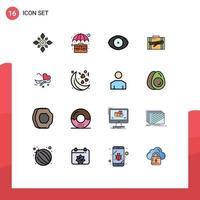 Set of 16 Modern UI Icons Symbols Signs for business travel case vision face Editable Creative Vector Design Elements