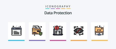 Data Protection Line Filled 5 Icon Pack Including policy. cookies. connection. security. cloud. Creative Icons Design vector