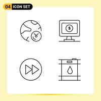 Stock Vector Icon Pack of 4 Line Signs and Symbols for analysis arrow right internet dollar arrows right Editable Vector Design Elements