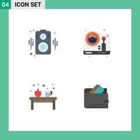 4 Universal Flat Icons Set for Web and Mobile Applications audio drink steering play apple Editable Vector Design Elements