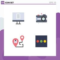 4 User Interface Flat Icon Pack of modern Signs and Symbols of computer location art camera shipping Editable Vector Design Elements