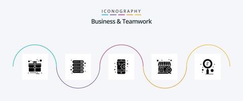 negocio y trabajo en equipo glifo 5 5 icono paquete incluso SEO escanear. configuración. búsqueda. local vector