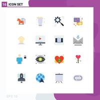 Pack of 16 Modern Flat Colors Signs and Symbols for Web Print Media such as communication process party effective corporate Editable Pack of Creative Vector Design Elements