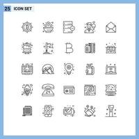 Modern Set of 25 Lines and symbols such as message email database racket man Editable Vector Design Elements