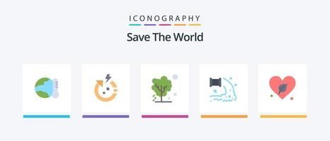 salvar el mundo plano 5 5 icono paquete incluso desperdiciar. industria. mundo. fábrica. árbol. creativo íconos diseño vector