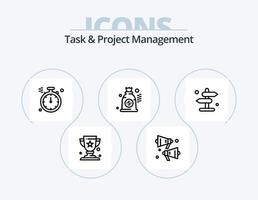 Task And Project Management Line Icon Pack 5 Icon Design. idea. box. cogwheel. finance. attachment vector