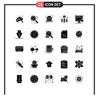 Pack of 25 Modern Solid Glyphs Signs and Symbols for Web Print Media such as safety protection disk protect idea Editable Vector Design Elements