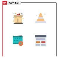 Mobile Interface Flat Icon Set of 4 Pictograms of black friday dollar alert road time Editable Vector Design Elements