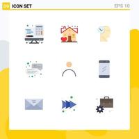 Universal Icon Symbols Group of 9 Modern Flat Colors of user personalization mind personal chat Editable Vector Design Elements