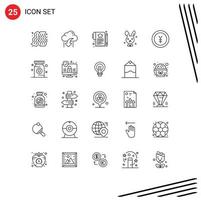 Universal Icon Symbols Group of 25 Modern Lines of finance rabbit document easter contract Editable Vector Design Elements