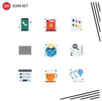 Set of 9 Modern UI Icons Symbols Signs for shopping product oil barcode paper Editable Vector Design Elements