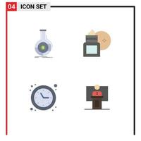 Set of 4 Modern UI Icons Symbols Signs for analysis skin cleansing business body massage optimization Editable Vector Design Elements