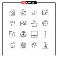 16 Universal Outline Signs Symbols of love thing camping portfolio business case Editable Vector Design Elements