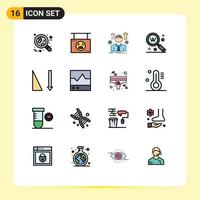 Modern Set of 16 Flat Color Filled Lines Pictograph of search key pumpkin sales man avatar Editable Creative Vector Design Elements