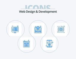 web diseño y desarrollo azul icono paquete 5 5 icono diseño. ágil. invención. código. idea. bulbo vector