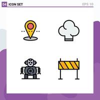 4 Creative Icons Modern Signs and Symbols of location barrier chef cnc construction Editable Vector Design Elements