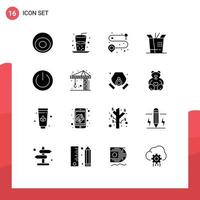 Universal Icon Symbols Group of 16 Modern Solid Glyphs of ui on point off wok Editable Vector Design Elements