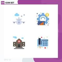 Pictogram Set of 4 Simple Flat Icons of beach hospital travel business room Editable Vector Design Elements